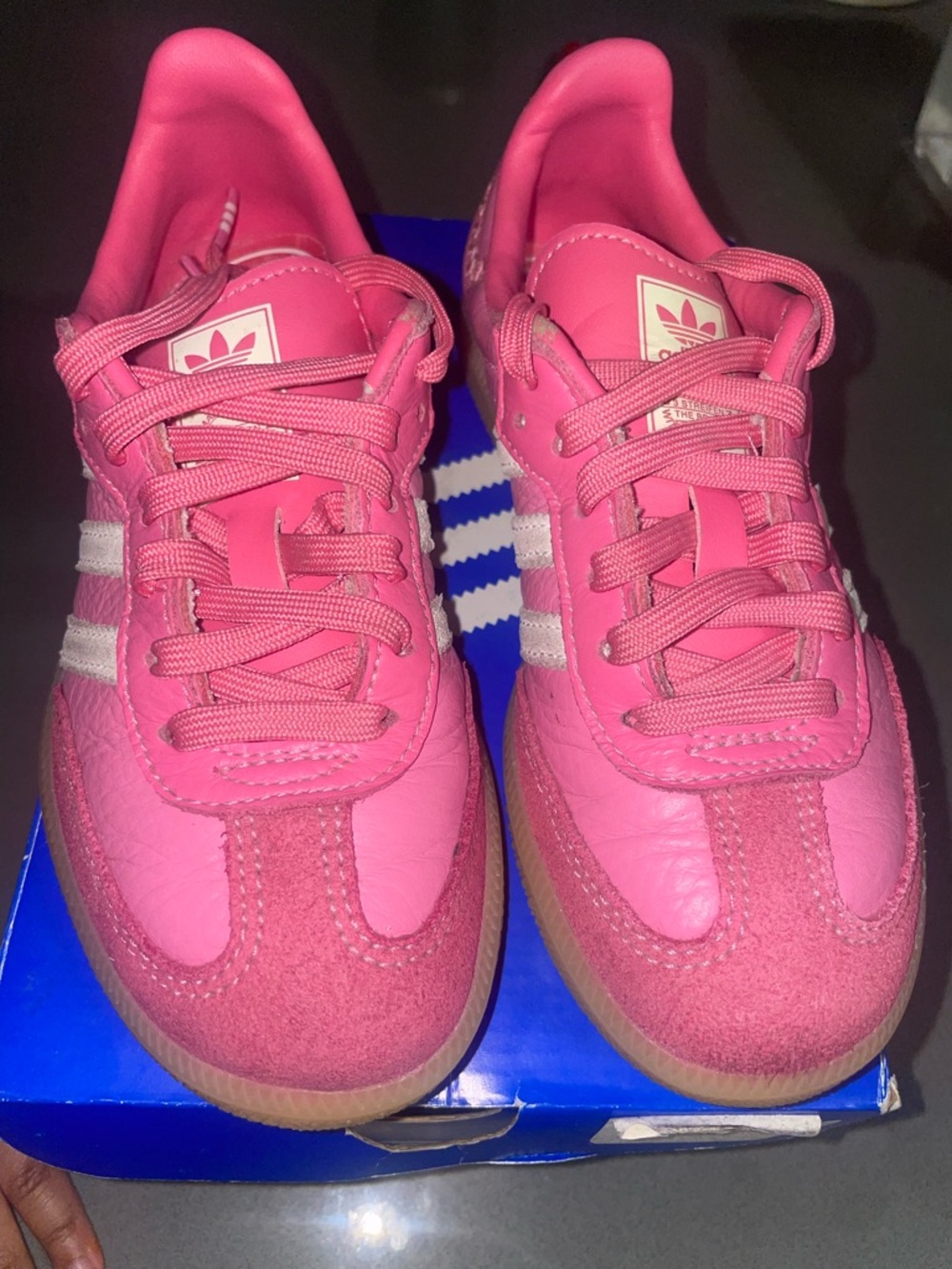 adidas Kids Pink Samba Sneakers with White Stripes